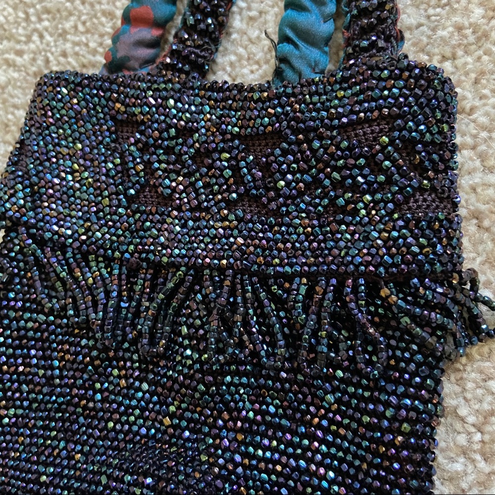Vintage 1920s Flapper Hand Beaded Pouch Purse - Picture 3 of 11